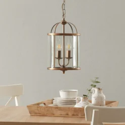 Lámpara colgante Pimpernel, Ø 23 cm, bronce, cristal transparente