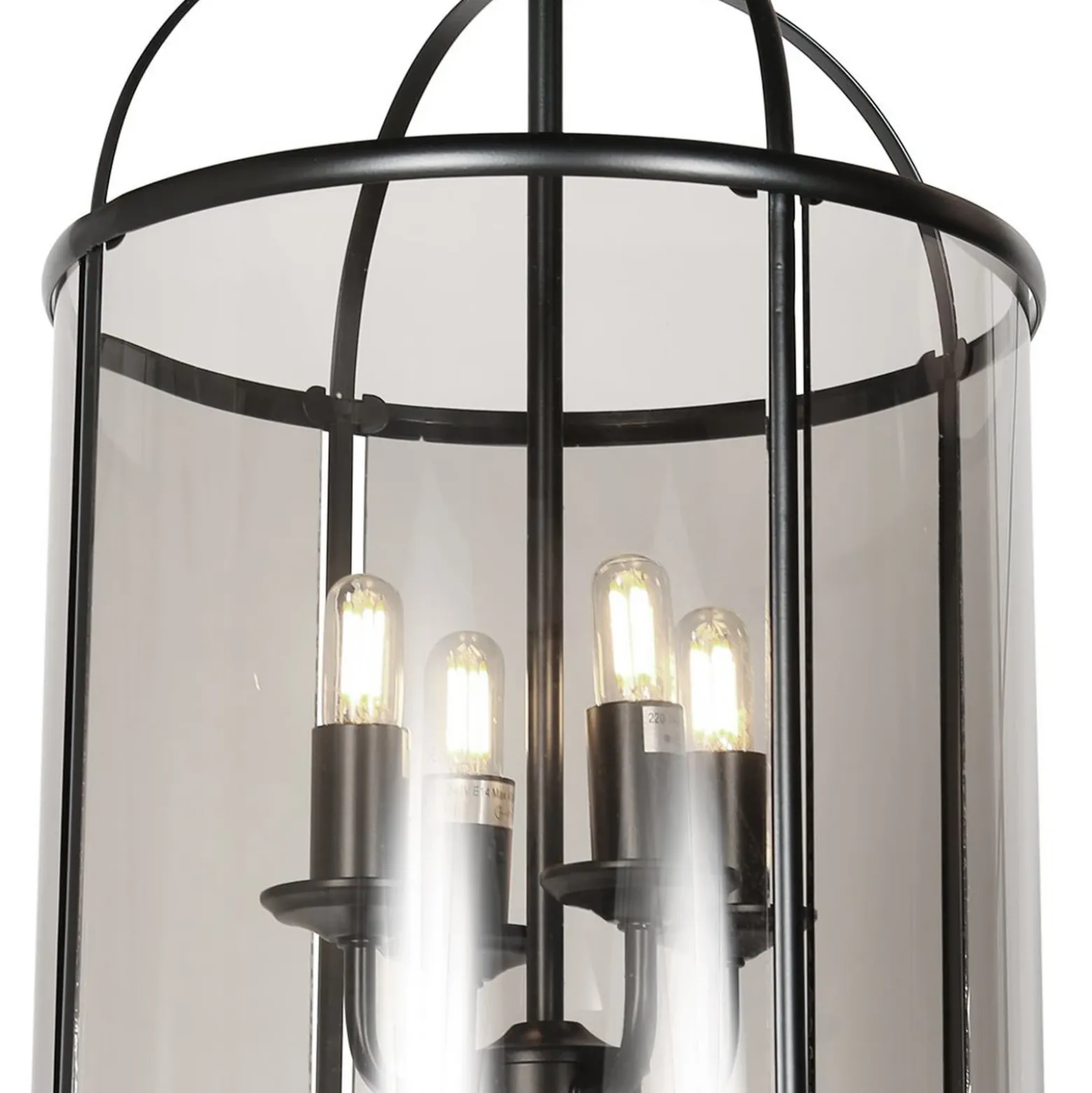 Lámpara colgante Pimpernel, Ø 32 cm, negro, cristal gris humo