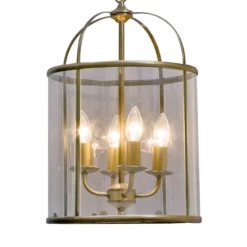 Lámpara colgante Pimpernel, Ø 32 cm, bronce, cristal transparente