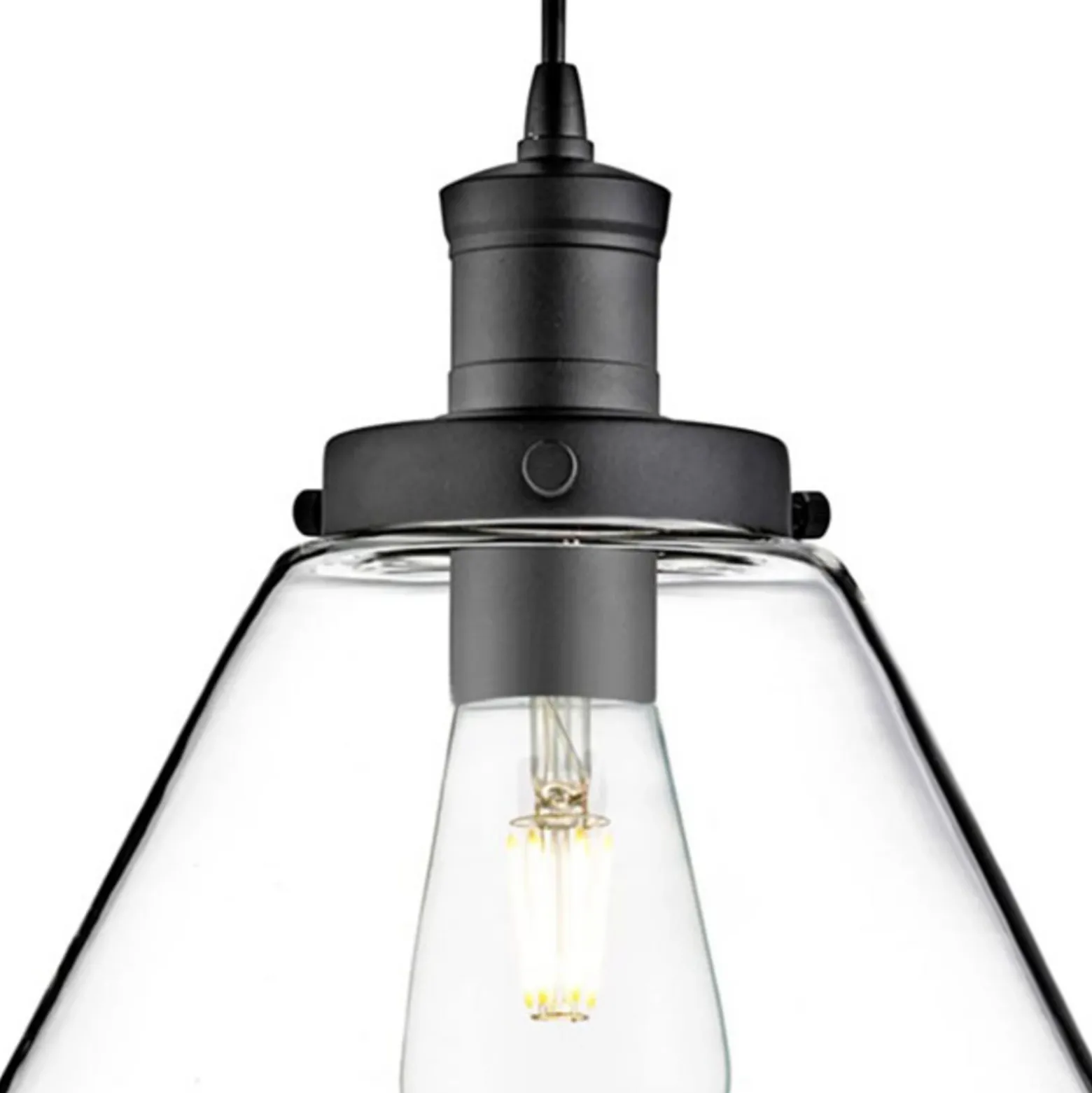 Lámpara colgante pirámide, negra/clara, cristal, Ø 29 cm, E27