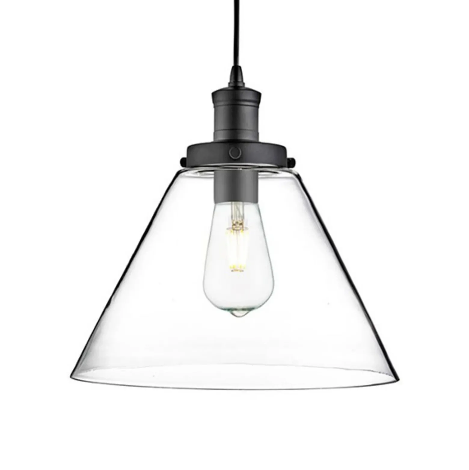 Lámpara colgante pirámide, negra/clara, cristal, Ø 29 cm, E27