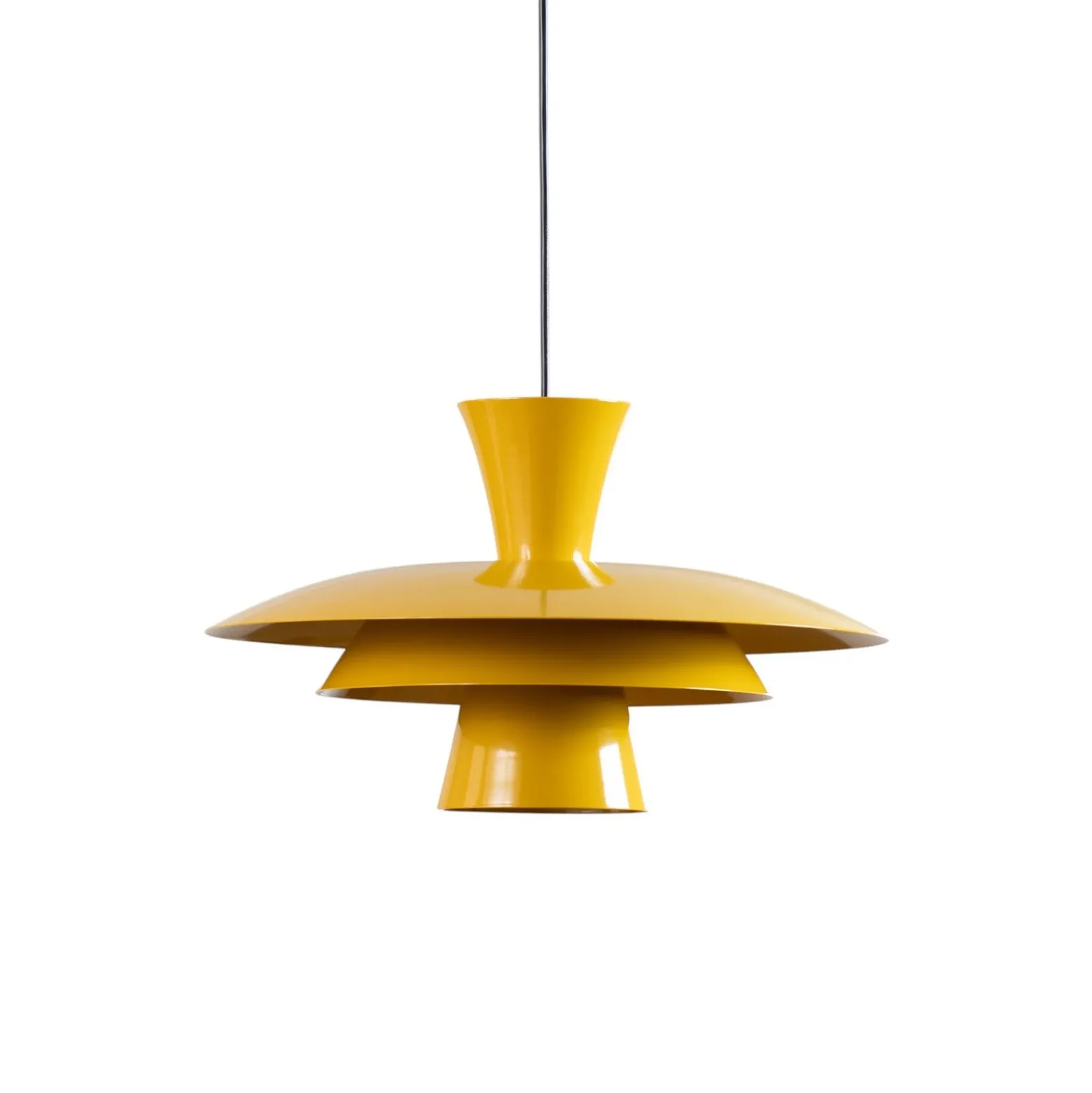 Lámpara colgante Plato, amarillo mostaza, metal, Ø 38 cm, E27