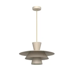 Lámpara colgante Plato, beige, metal, Ø 38 cm, E27