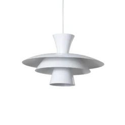 Lámpara colgante Plato, blanca, metal, Ø 38 cm, E27