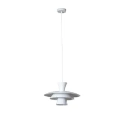 Lámpara colgante Plato, blanca, metal, Ø 38 cm, E27