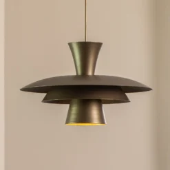 Lámpara colgante Plato, color titanio, metal, Ø 38 cm, E27