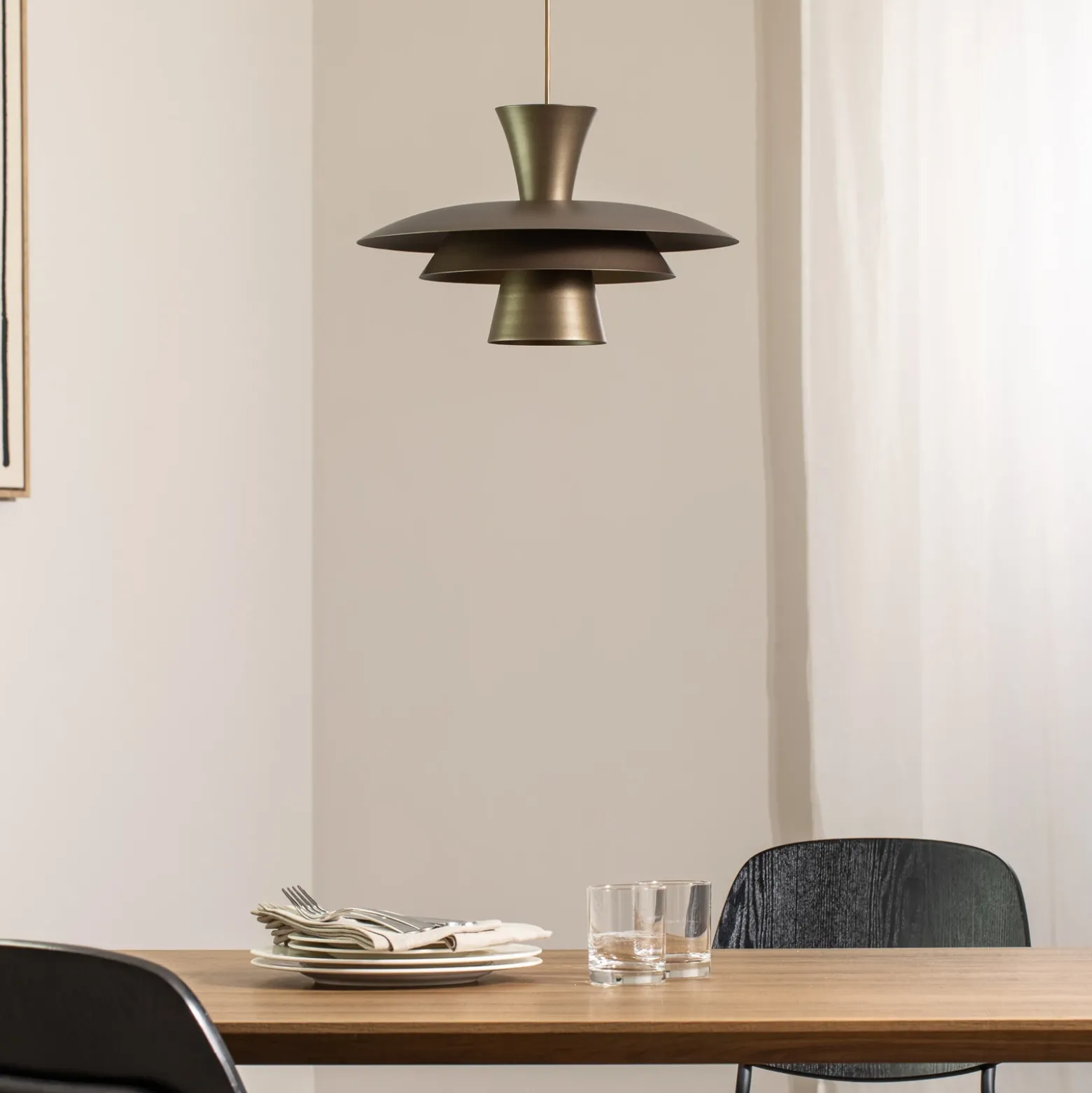 Lámpara colgante Plato, color titanio, metal, Ø 38 cm, E27