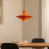 Lámpara colgante Plato, naranja, metal, Ø 38 cm, E27