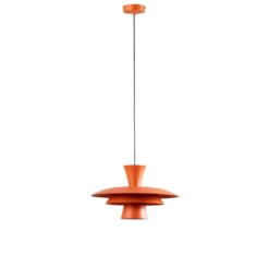 Lámpara colgante Plato, naranja, metal, Ø 38 cm, E27