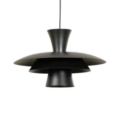 Lámpara colgante Plato, negro, metal, Ø 38 cm, E27