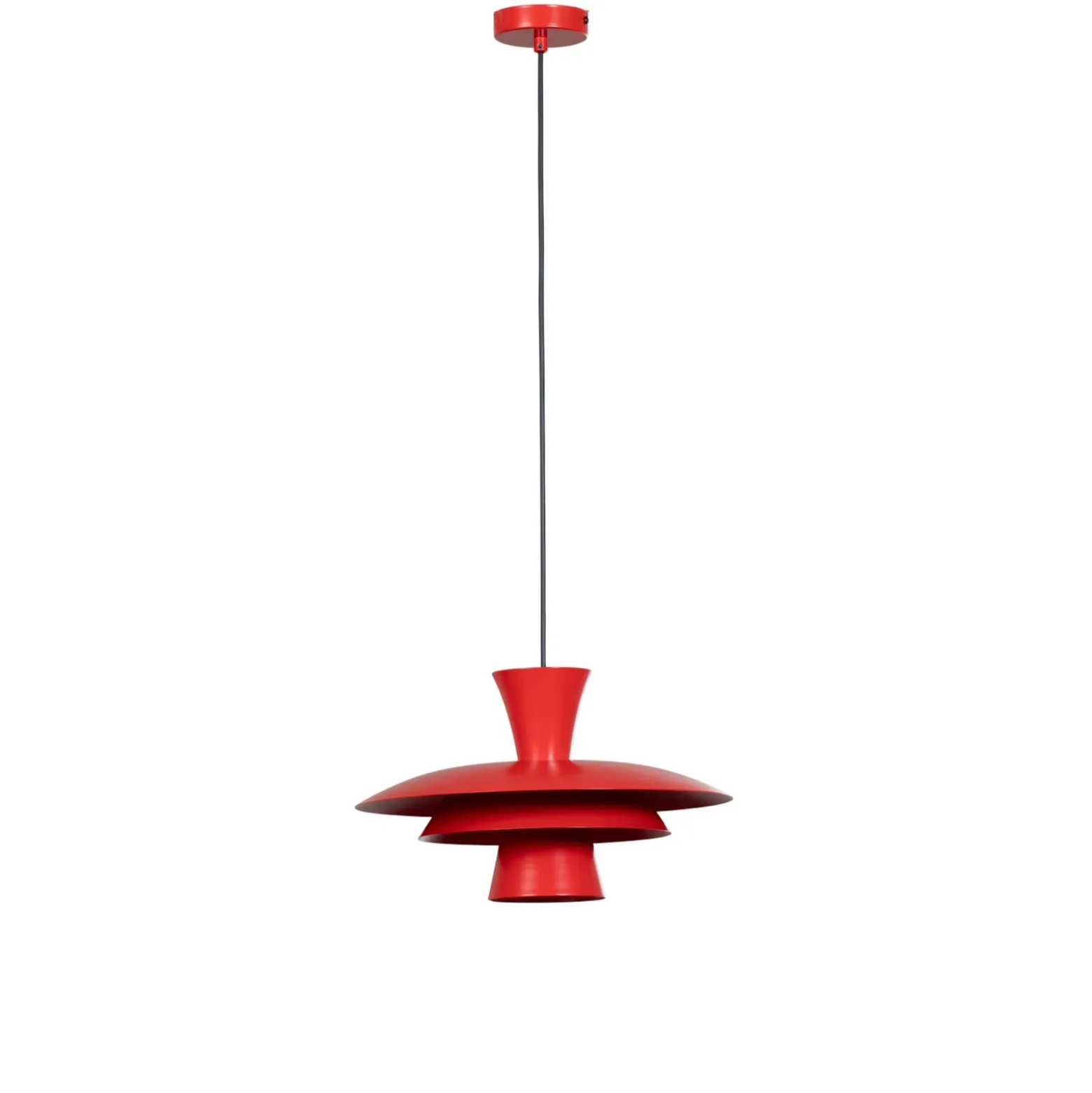 Lámpara colgante Plato, roja, metal, Ø 38 cm, E27