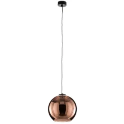 Lámpara colgante Polaris, cristal espejado, cobre