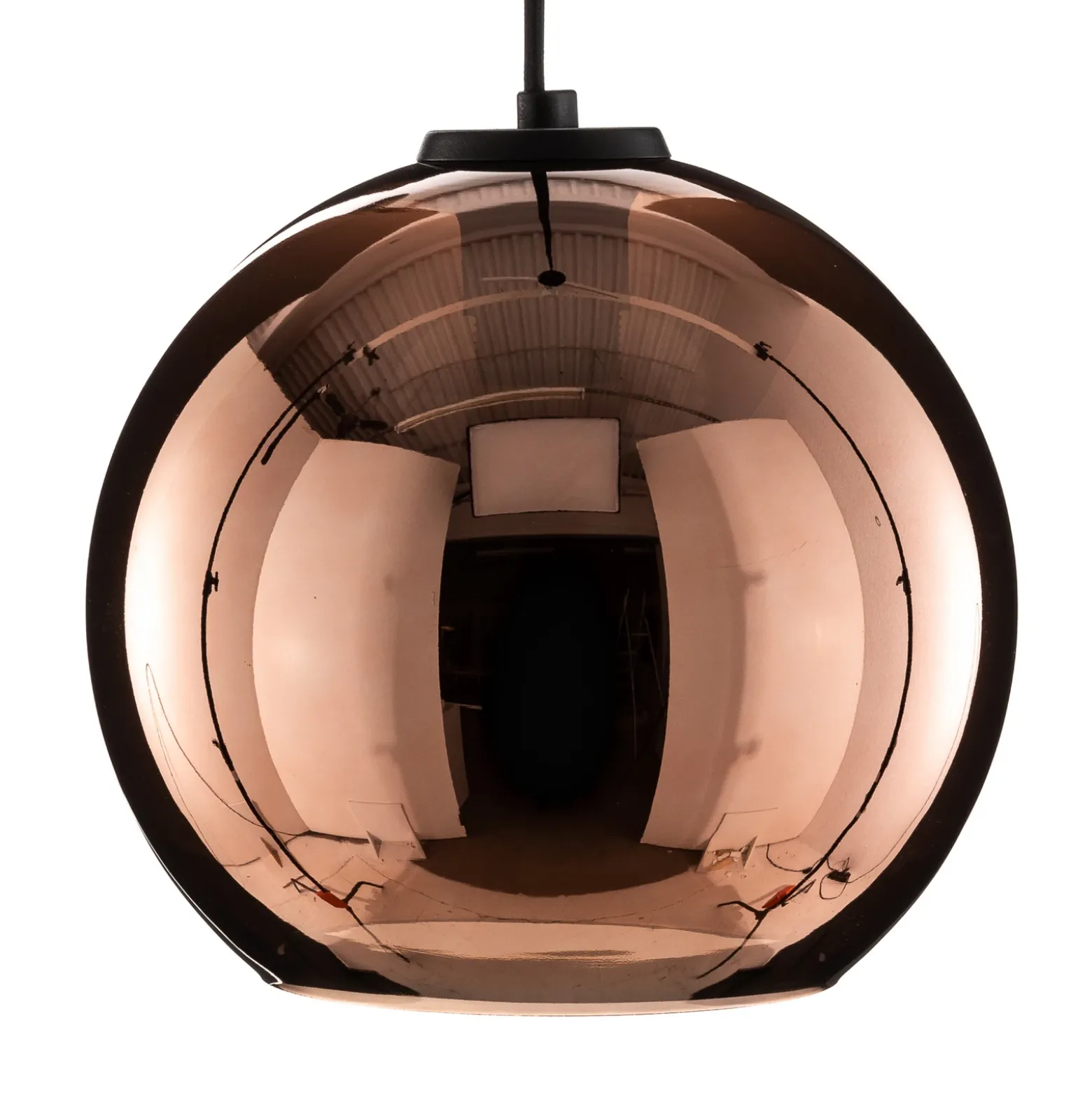 Lámpara colgante Polaris, cristal espejado, cobre