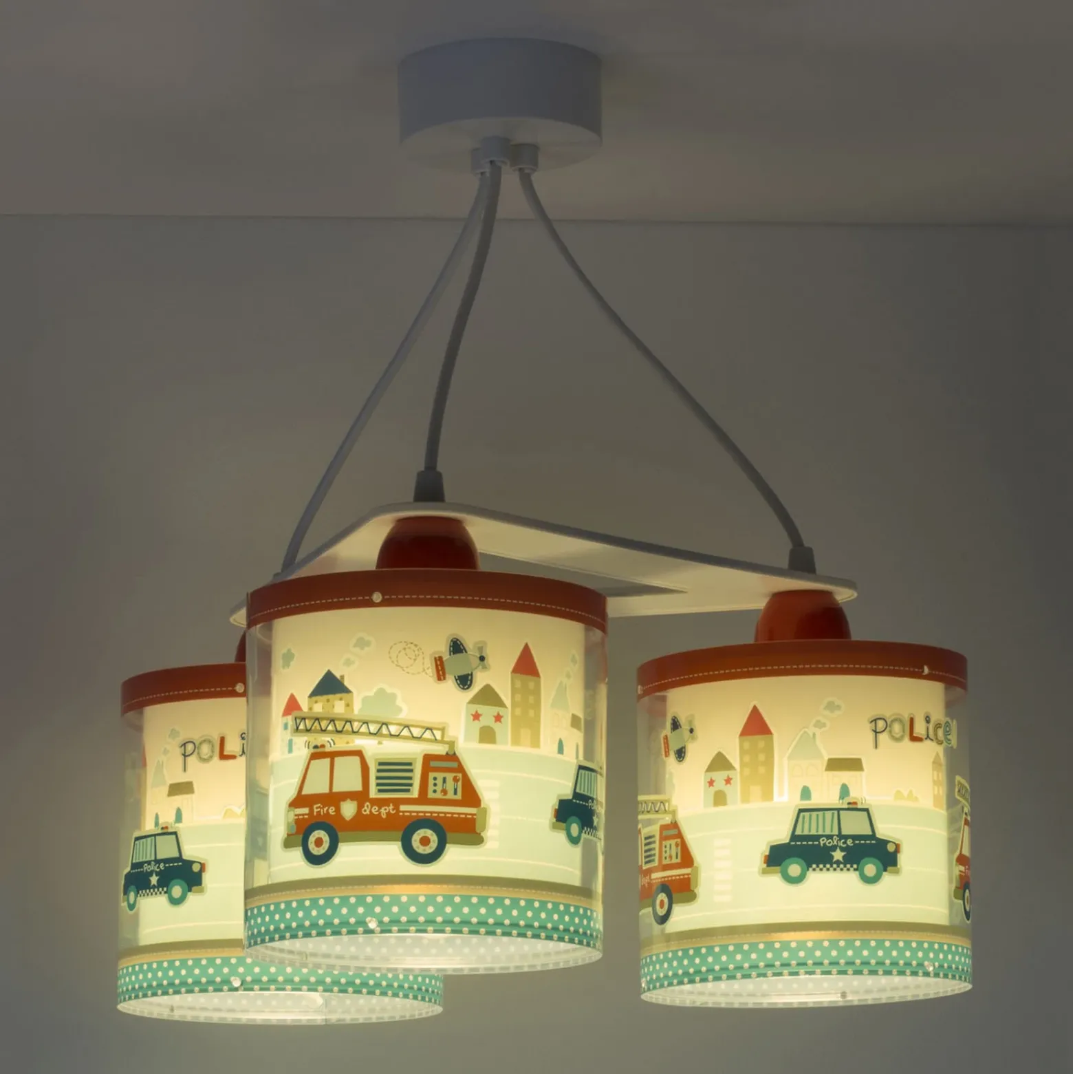 Lámpara colgante Police para niños, versión de 3 luces