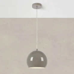 Lámpara colgante Pop, Ø 20 cm, greige, metal