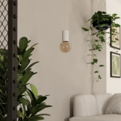 Lámpara colgante Pozueta 1, 1 luz, blanco