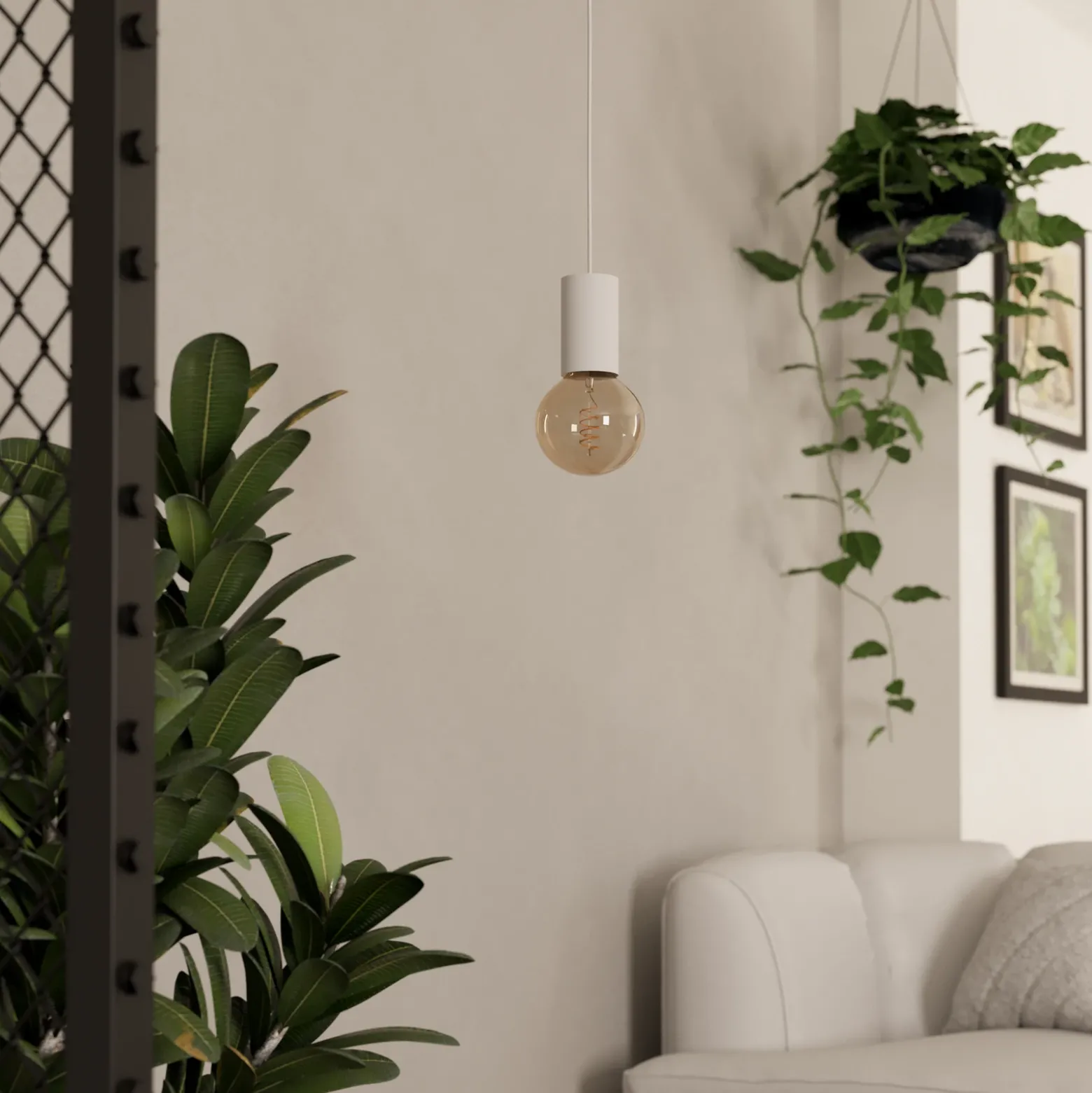Lámpara colgante Pozueta 1, 1 luz, blanco