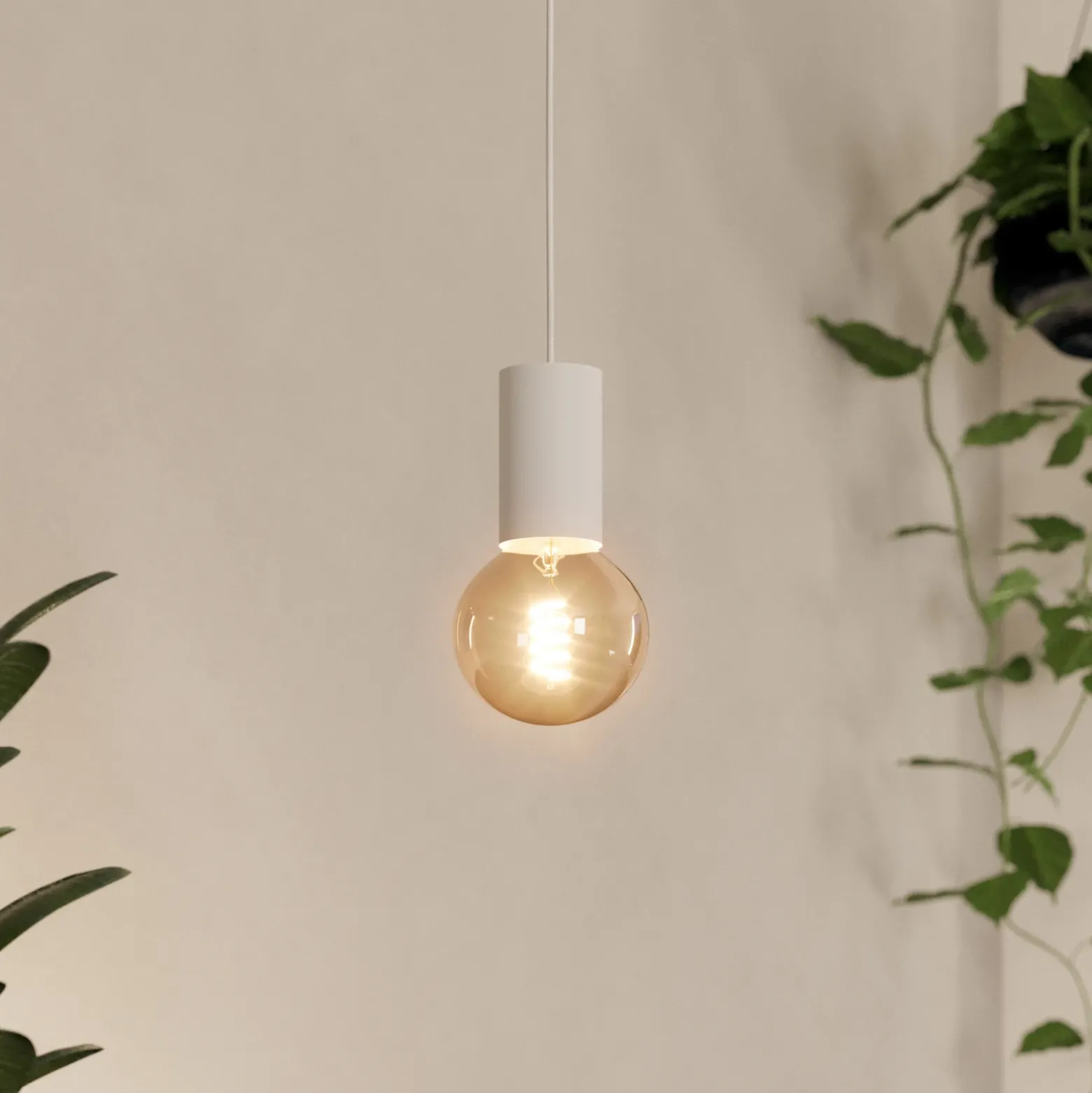 Lámpara colgante Pozueta 1, 1 luz, blanco