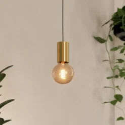 Lámpara colgante Pozueta 1, 1 luz, latón