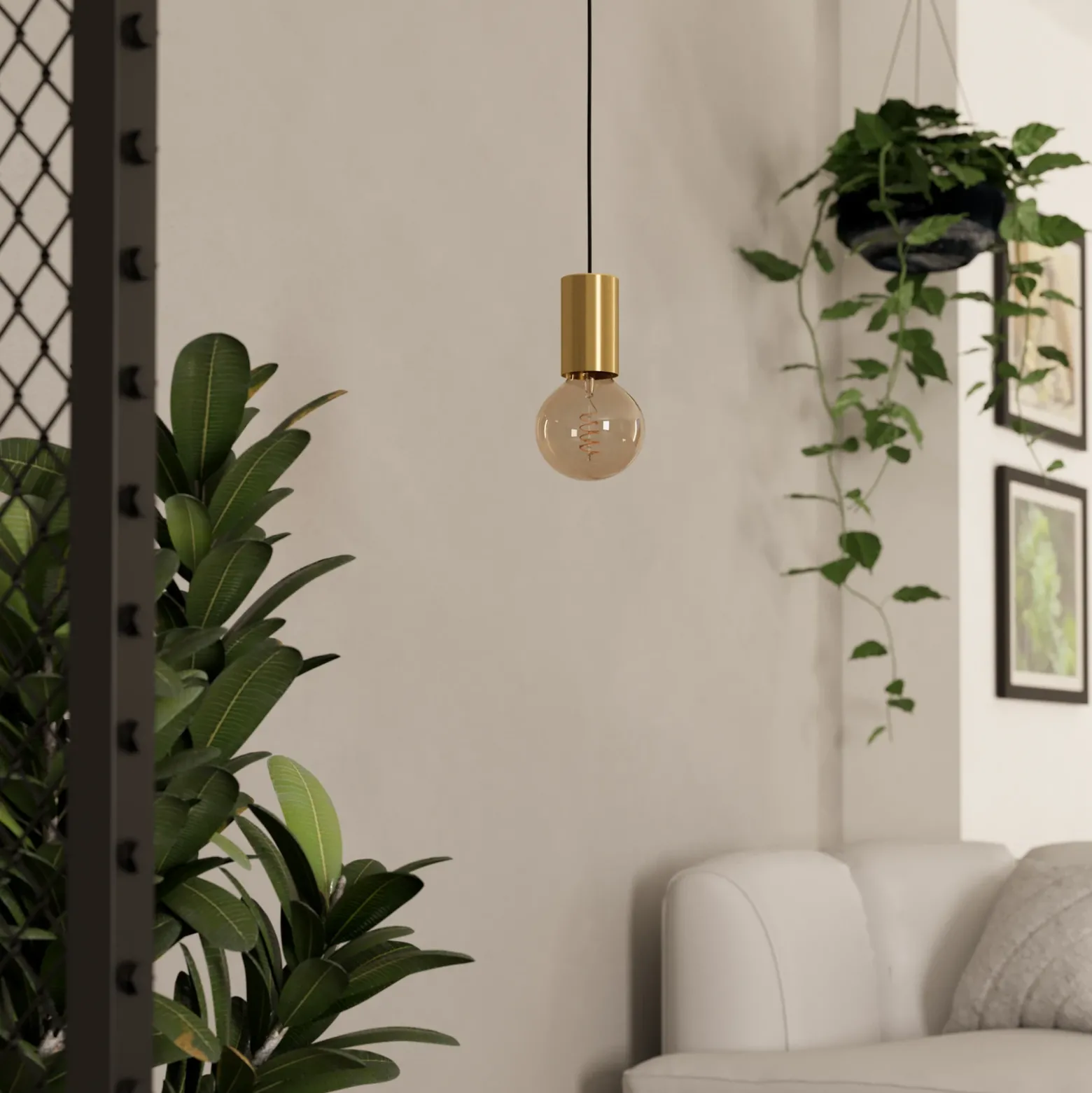 Lámpara colgante Pozueta 1, 1 luz, latón
