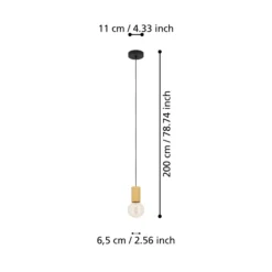 Lámpara colgante Pozueta 1, 1 luz, negro/marrón