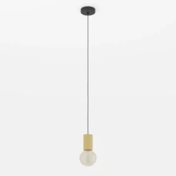 Lámpara colgante Pozueta 1, 1 luz, negro/marrón