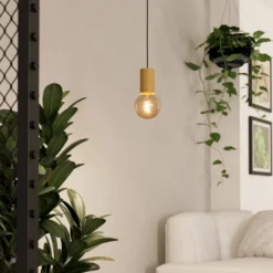 Lámpara colgante Pozueta 1, 1 luz, negro/marrón