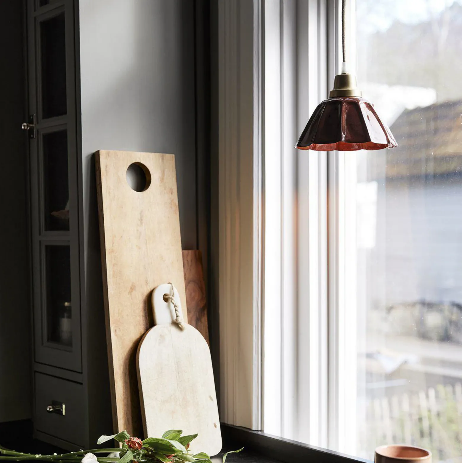 Lámpara colgante PR Home Ester, terracota, Ø 17 cm, con enchufe de hierro