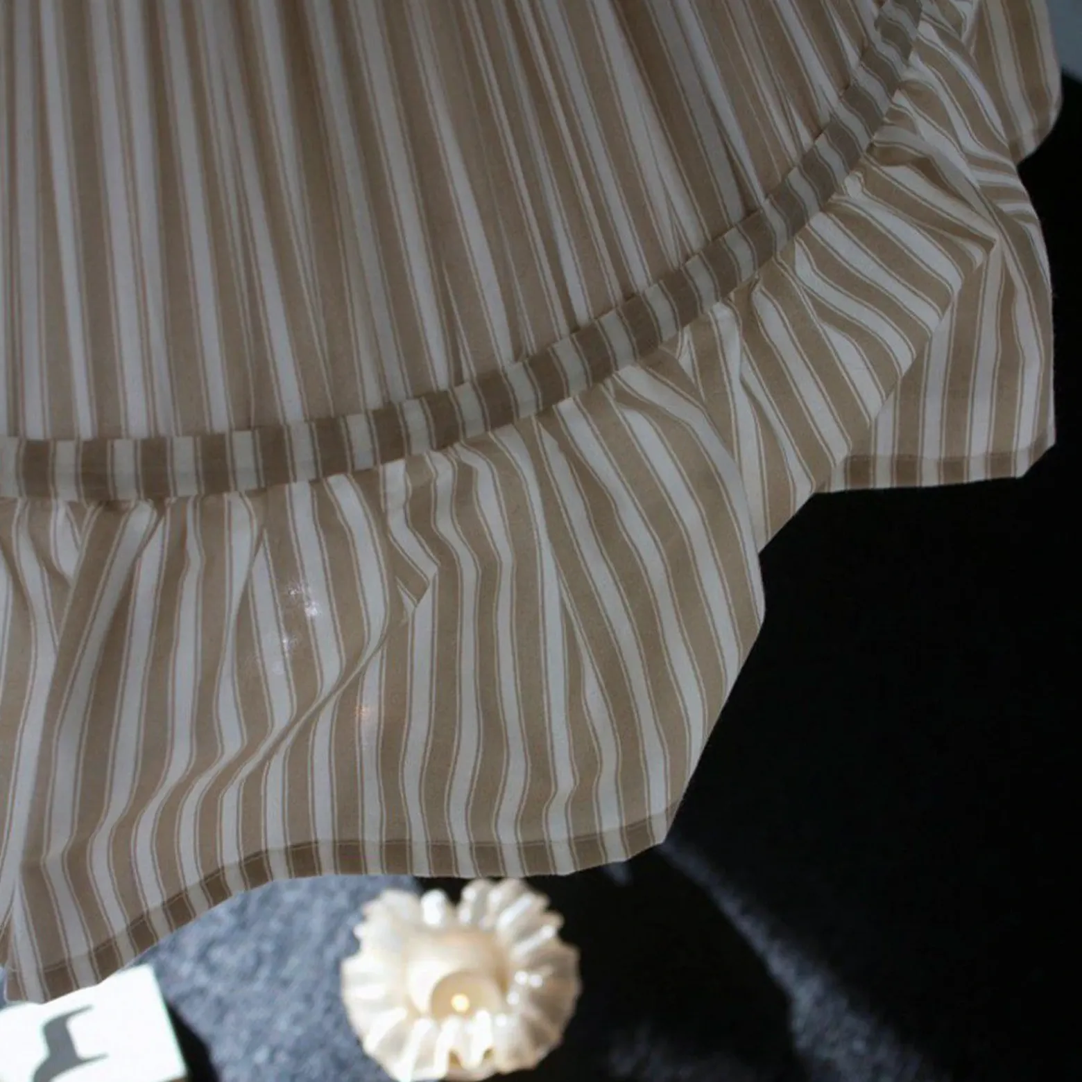 lámpara colgante PR Home Estrid, beige, tela, Ø 40 cm, E27