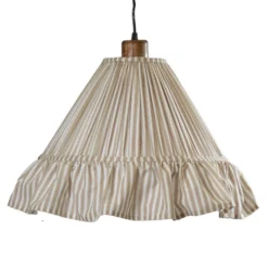 lámpara colgante PR Home Estrid, beige, tela, Ø 40 cm, E27