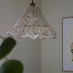 lámpara colgante PR Home Estrid, beige, tela, Ø 40 cm, E27
