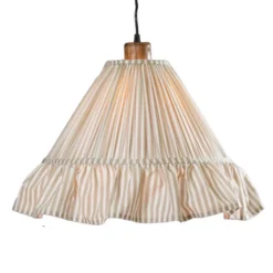 lámpara colgante PR Home Estrid, beige, tela, Ø 40 cm, E27