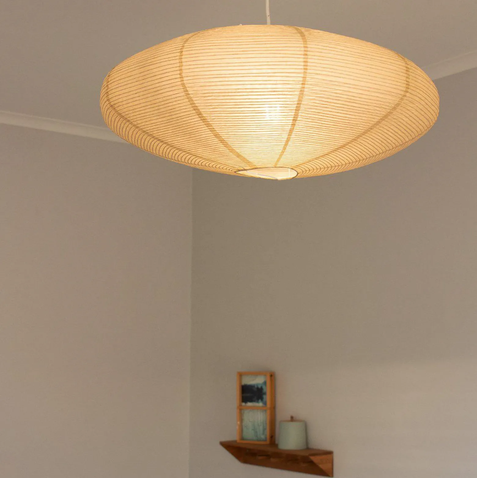 Lámpara colgante PR Home Yuni, beige, papel, Ø 58 cm, E27
