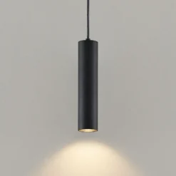 Lámpara colgante PRIOS Neliyah, redonda, negra, 1 luz, GU10