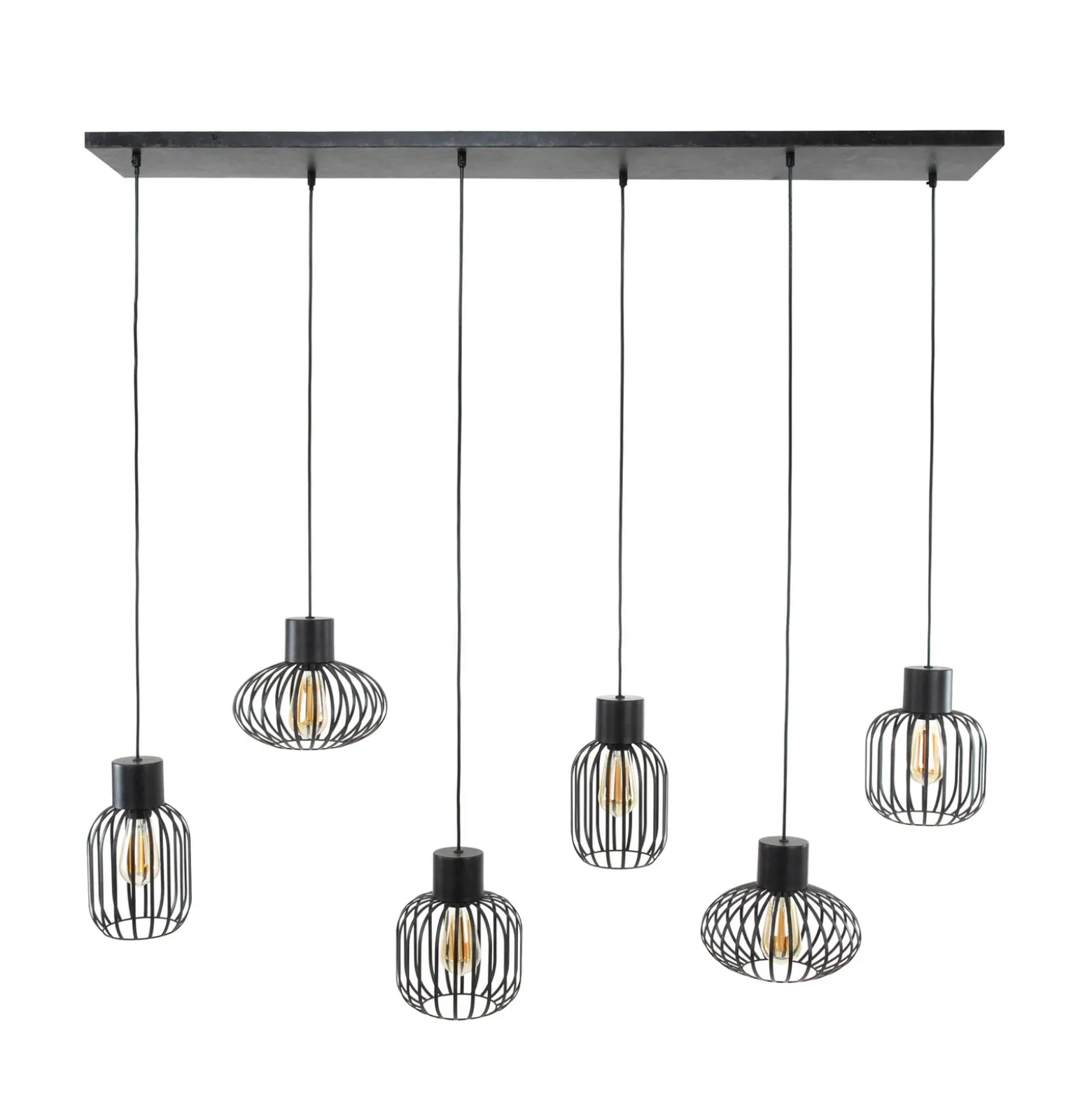 Lámpara colgante Prison de metal 6 luces antracita