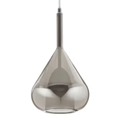 Lámpara colgante púrpura, gris humo, 1 luz, cristal