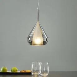 Lámpara colgante púrpura, gris humo, 1 luz, cristal
