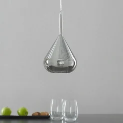 Lámpara colgante púrpura, gris humo, 1 luz, cristal