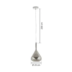 Lámpara colgante púrpura, gris humo, 1 luz, cristal