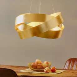 Lámpara colgante Pura con pan de oro, 60cm, 3x E27