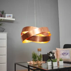 Lámpara colgante Pura en cobre, 60cm, 8x G9