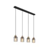 Lámpara colgante Reid, 4 luces, negro/humo
