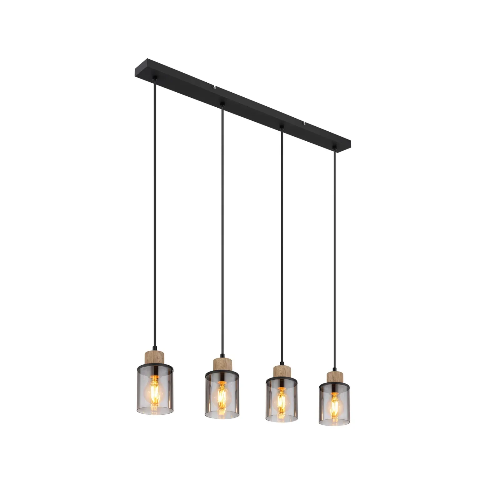Lámpara colgante Reid, 4 luces, negro/humo