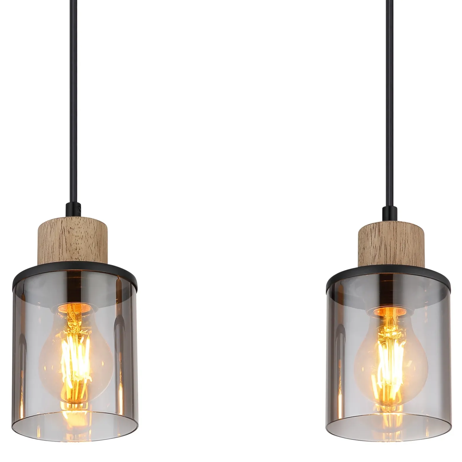 Lámpara colgante Reid, 4 luces, negro/humo