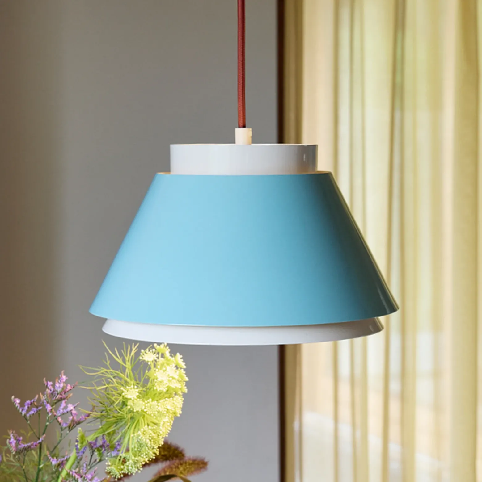 Lámpara colgante Remi, azul/beige, Ø 25 cm, metal