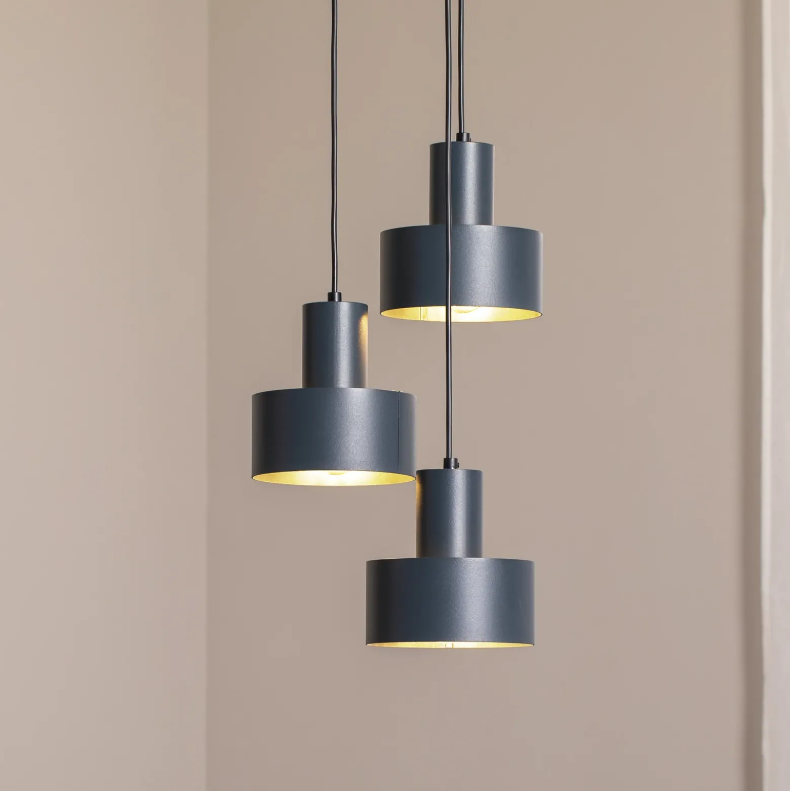 Lámpara colgante Rif 3, antracita, redonda, 3 luces, Ø 33 cm
