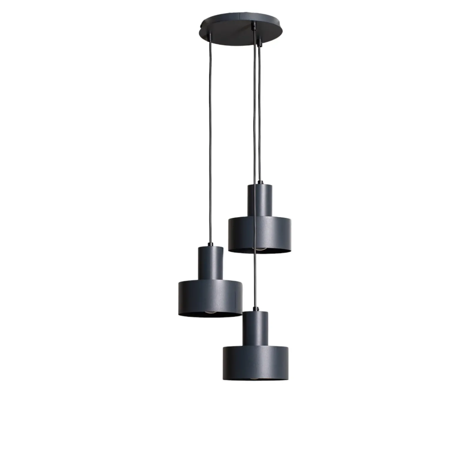 Lámpara colgante Rif 3, antracita, redonda, 3 luces, Ø 33 cm
