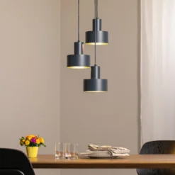 Lámpara colgante Rif 3, antracita, redonda, 3 luces, Ø 33 cm