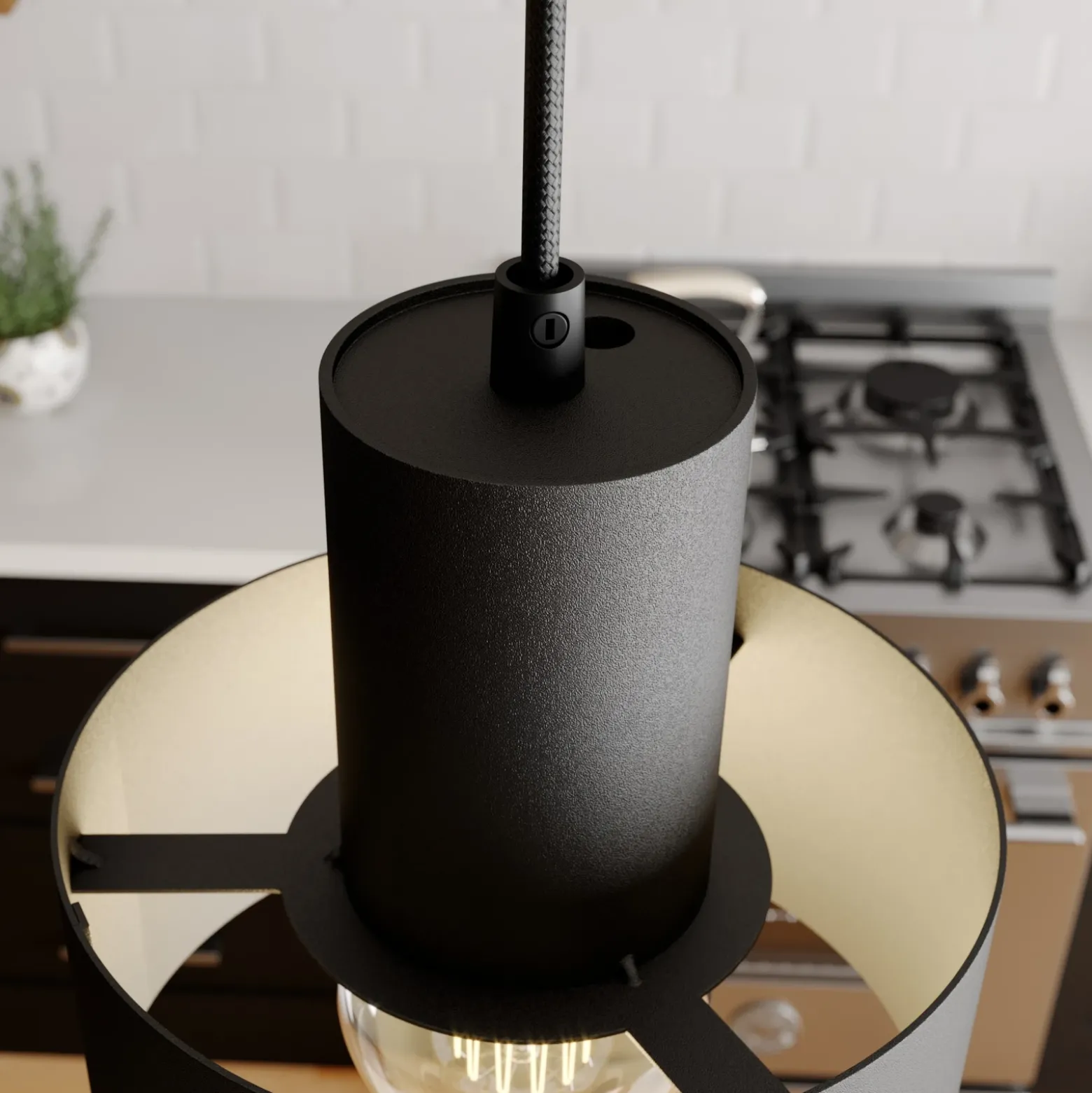 Lámpara colgante Rif, lineal, 2 luces, negro
