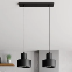 Lámpara colgante Rif, lineal, 2 luces, negro